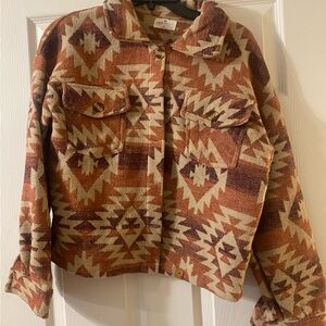 Simply Southern Star Patterned Jacket - Rust and Cream
